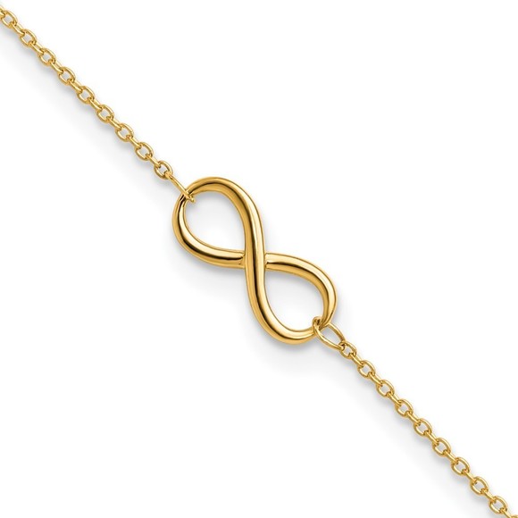 10k Yellow Gold Polished Infinity with 1in ext. Bracelet